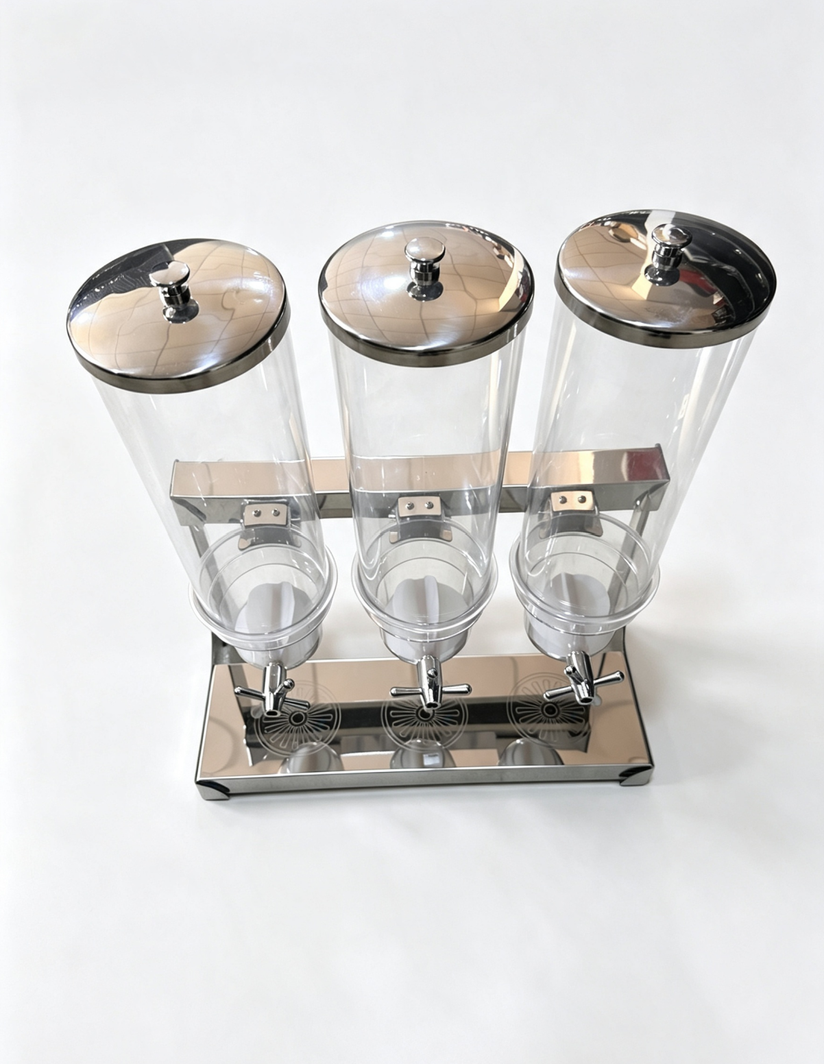 Cereal Dispenser, Stainless Steel Stand Dry Food Dispenser For Buffet Clear PC Container, Anti‑Dust Lid, Twist‑Out Dispensing, Ideal For Hotel Breakfast, Store Dry Grain, Cereal, Nuts, Candies.