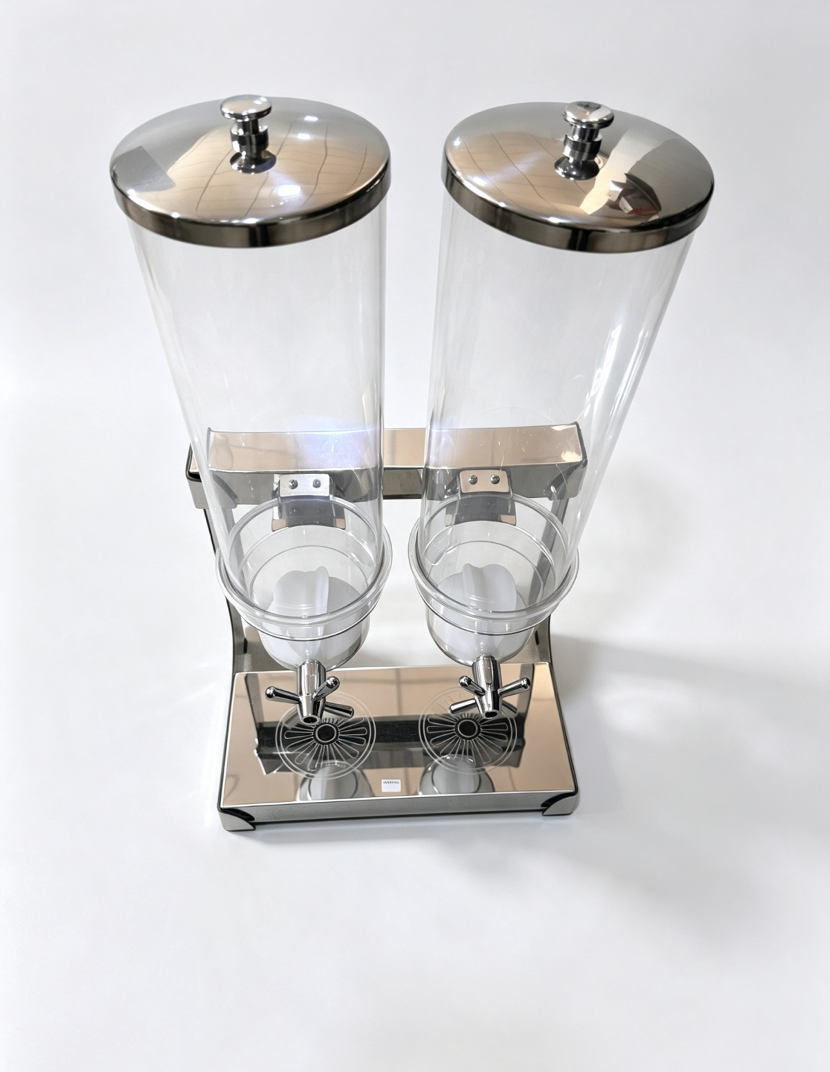 Cereal Dispenser, Stainless Steel Stand Dry Food Dispenser For Buffet Clear PC Container, Anti‑Dust Lid, Twist‑Out Dispensing, Ideal For Hotel Breakfast, Store Dry Grain, Cereal, Nuts, Candies.
