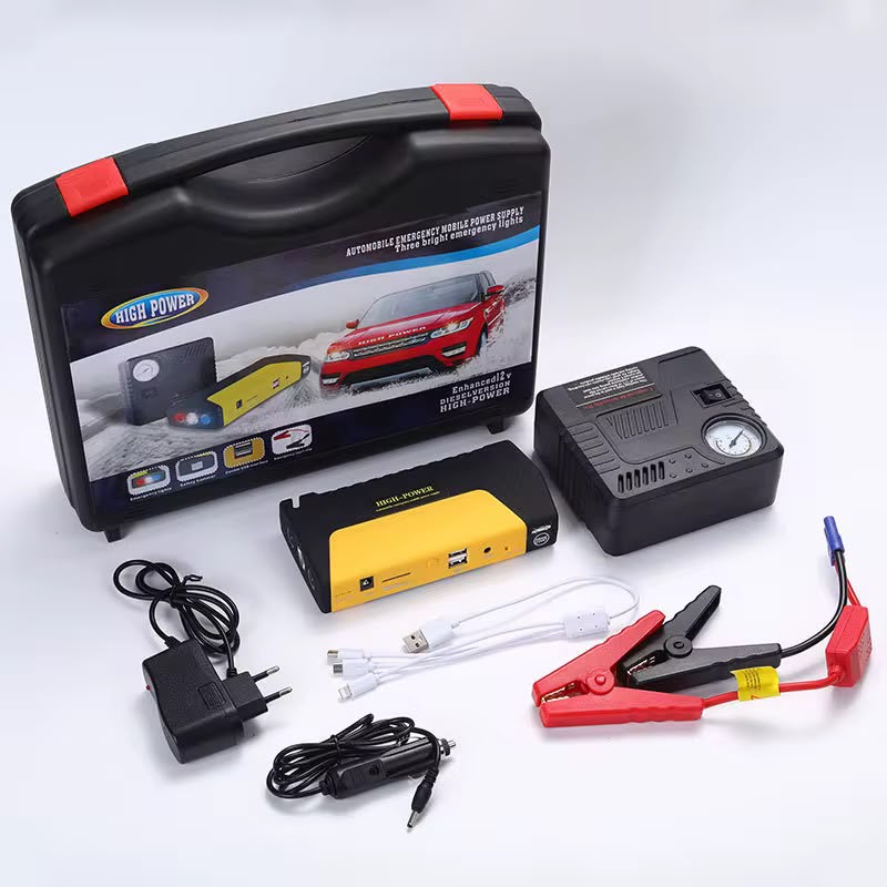 OFFER PRICE !! Car JumpStarter/Car Jump Starter with Air Compressor – Battery Booster & Tire Inflator.emergency tool designed to jump-start dead car batteries, inflate tires, and charge mobile devices