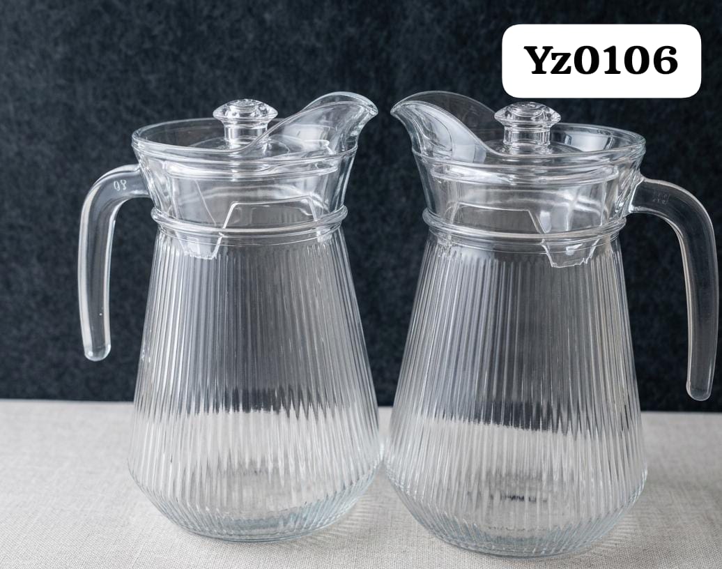 OFFER ! HIGH QUALITY Glass Jugs Serving Water, Wine, Juice.Modern glass jug fits in most fridges, easy to clean, extra resistant against chipping and staining with white lid.