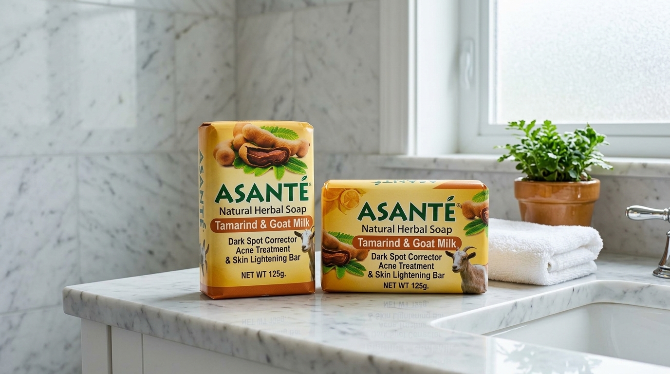 (2pcs)Asante Tamarind and Goat Milk Natural Herbal Soap 125g – Dark Spot Corrector, Acne Treatment & Skin Lightening Bar