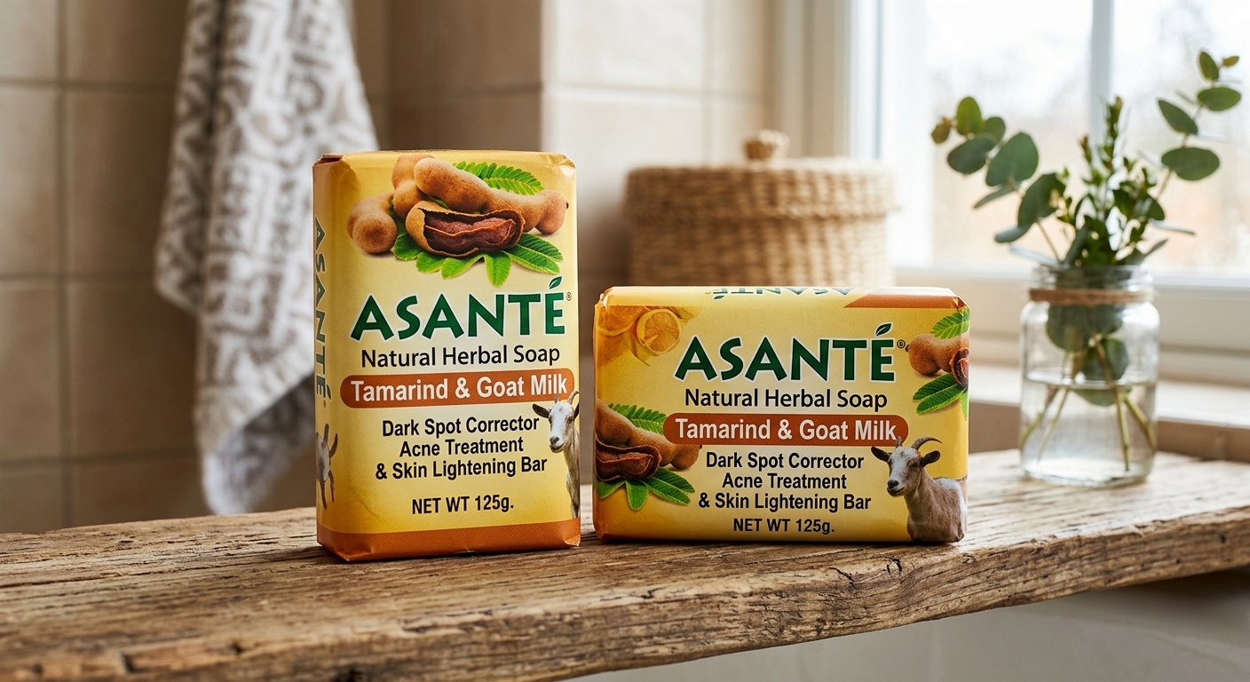 (2pcs)Asante Tamarind and Goat Milk Natural Herbal Soap 125g – Dark Spot Corrector, Acne Treatment & Skin Lightening Bar