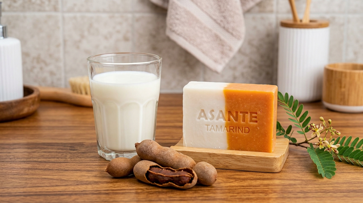 (2pcs)Asante Tamarind and Goat Milk Natural Herbal Soap 125g – Dark Spot Corrector, Acne Treatment & Skin Lightening Bar