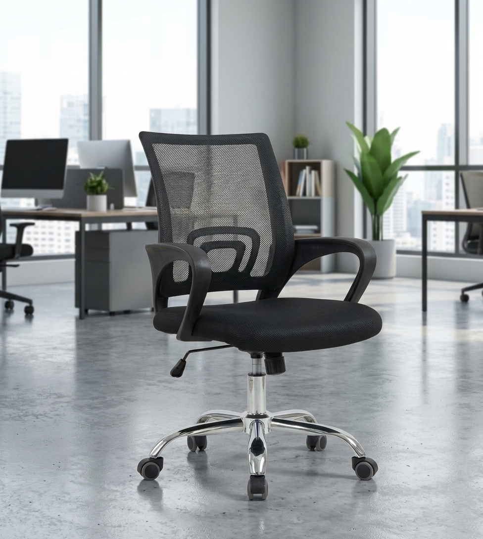 ORTHOPEDIC SECRETARIAL OFFICE MESH CHAIR WITH HYDRAULIC LIFT SHOCK - High Quality Fabric & Padded Cushion Swivel Desk Chair