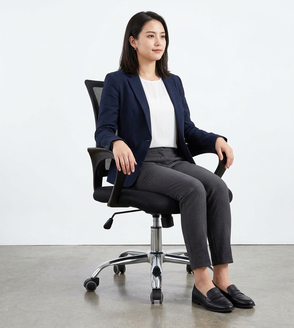 ORTHOPEDIC SECRETARIAL OFFICE MESH CHAIR WITH HYDRAULIC LIFT SHOCK - High Quality Fabric & Padded Cushion Swivel Desk Chair