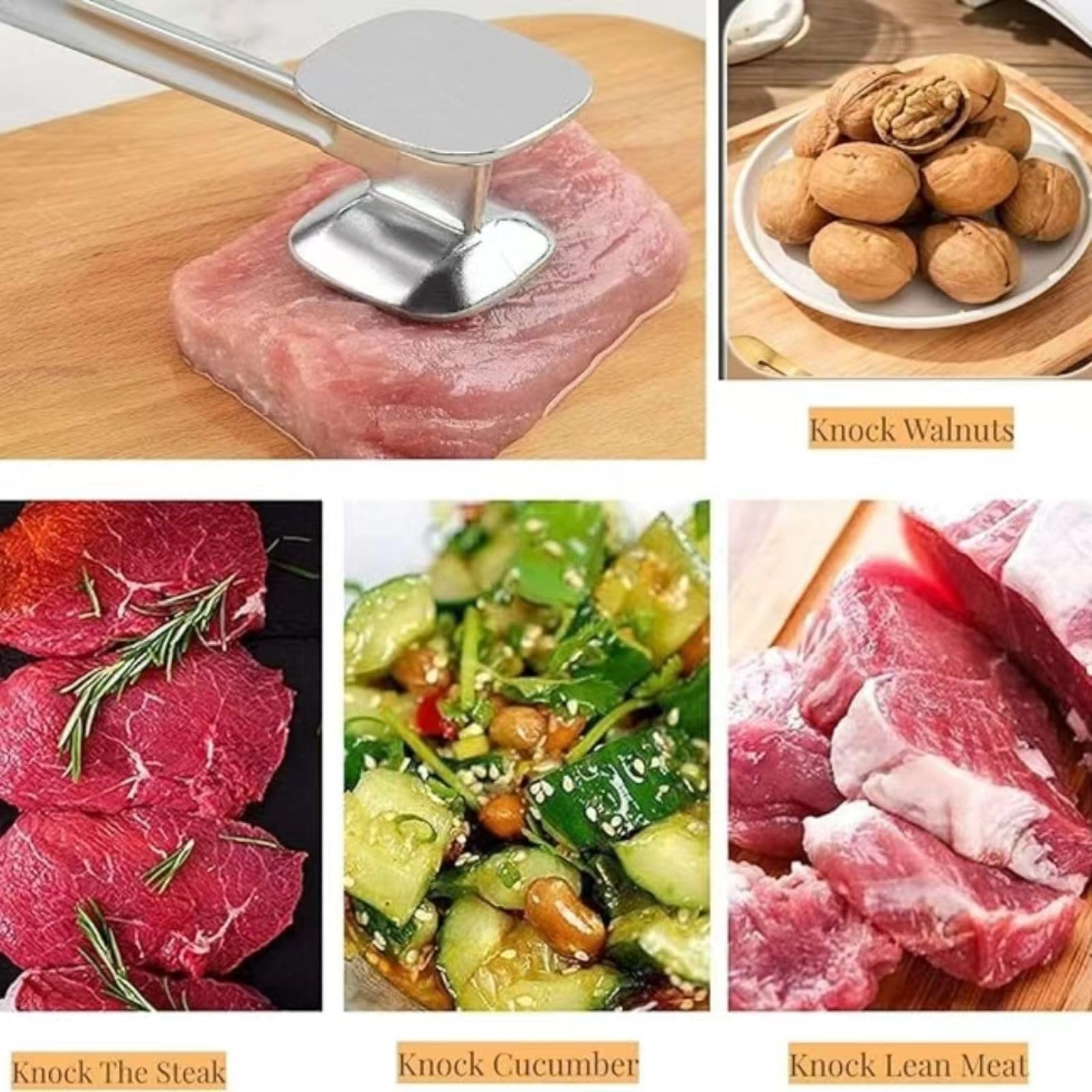 Professional Double Side Meat Hammer Meat Tenderizer Stainless Steel Meat Mallet Pounder for Steak, Beef, Pork, Chicken, Fish