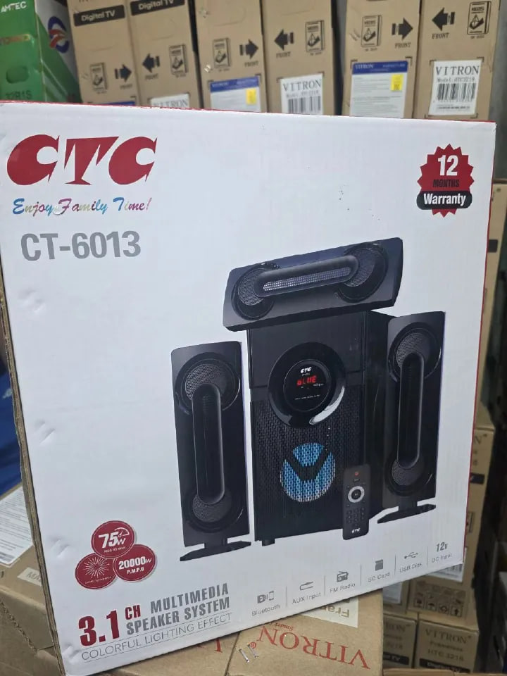 CTC CT-6013 3.1 Ch Home theater Subwoofer Multimedia Speak Ch Home theater Subwoofer Multimedia Speaker System CT-6009 MP3, SD Card, USB Slot with FM radio black home audio home theater speaker system
