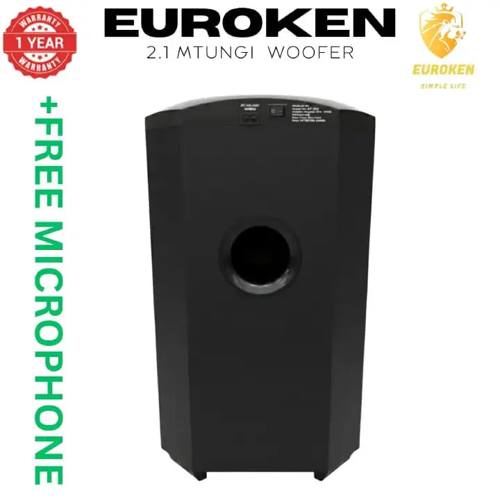 EUROKEN MTUNGI EK-607 2.1CH With 20,000 PMPO MTUNGI Subwoofer Speaker Home Theatre Audio System With Remote Control BLUETOOTH/USB/SD/FM FREE MIC