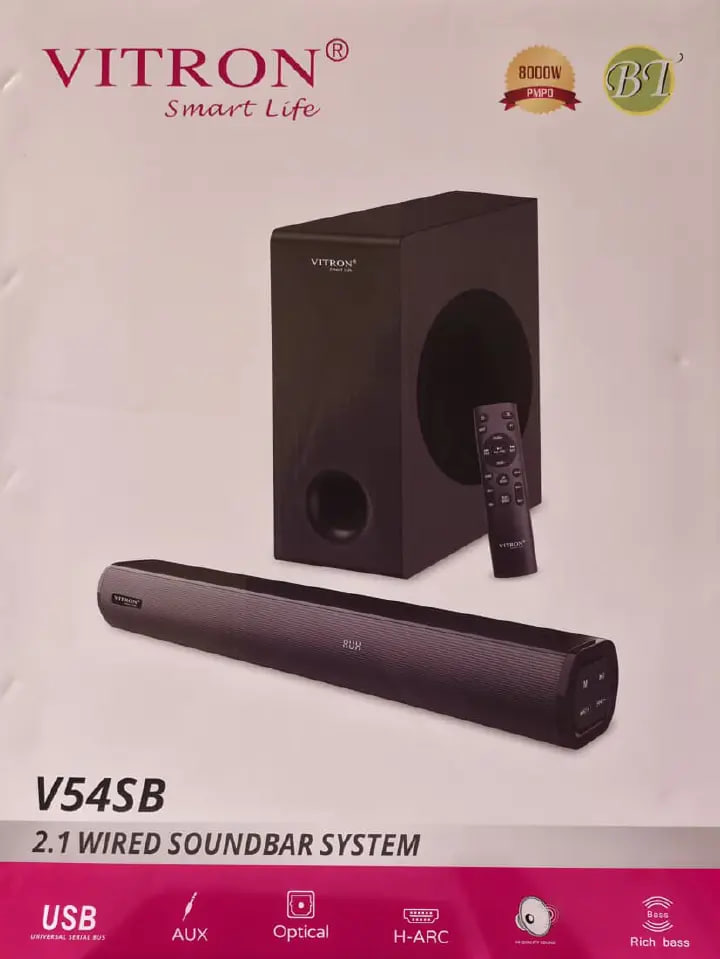 Vitron V54SB 2.1CH Wired Sound Mini Home Theater System Multimedia Sound Speaker System Subwoofer Surround 8000W PMPO Bluetooth Woofer