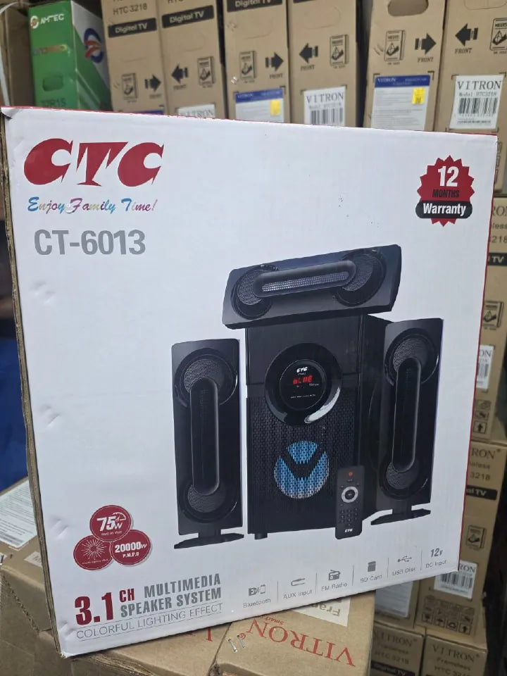 CTC CT-6013 3.1 Ch Home theater Subwoofer Multimedia Speaker System CT-6009 MP3, SD Card, USB Slot with FM radio black home audio home theater speaker system