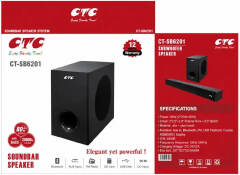 CTC Sound bar CT-SB6201 with subwoofer speaker system with Bluetooth , auxiliary, FM radio USB play back, coaxial and remote control 20000W PMPO and 80W RMS