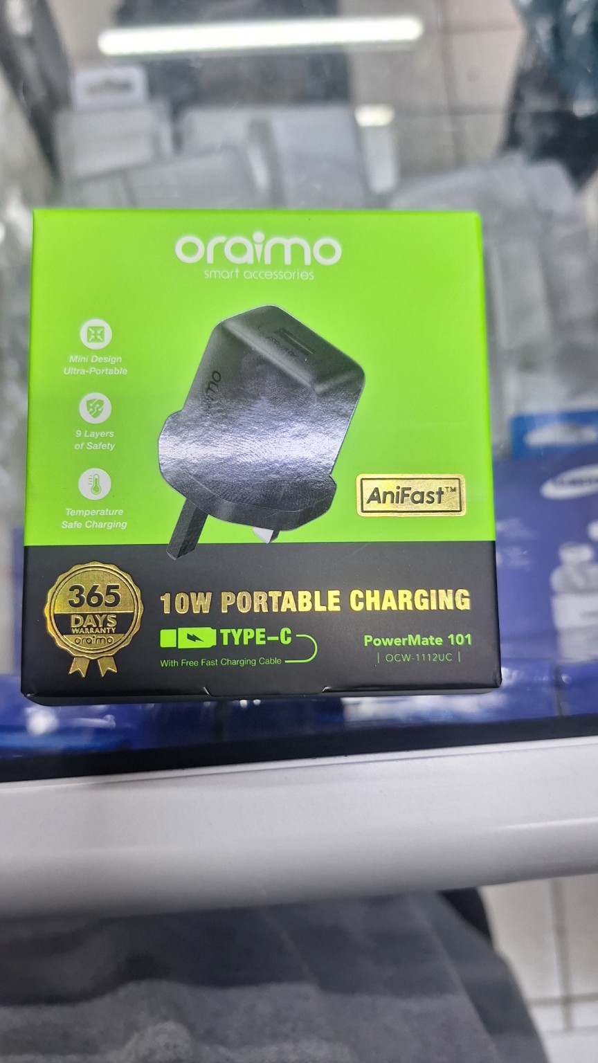 Oraimo PowerMate 101 10W Portable Charger with Type-C Cable – Plug Fast Charging Adapter
