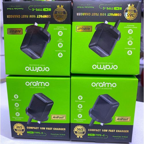 Oraimo PowerMate 101 10W Portable Charger with Type-C Cable – Plug Fast Charging Adapter