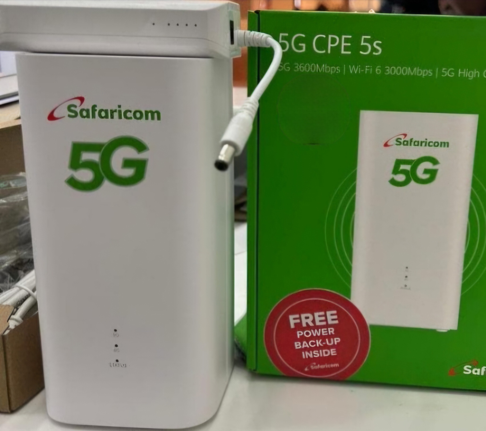 Safaricom 5G WiFi Router Up to 2400 Mbps , WiFi up to 60 Connection Huawei Wireless Indoor Router With UPS Power Bank Get 1 MONTH FOR 2,999 KSH Subscription. Indoor Huawei comes with free powerbank