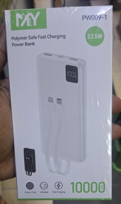 This is the MY Melod 10000mAh Polymer Safe Fast Charging Power Bank (Model: PW024-1).