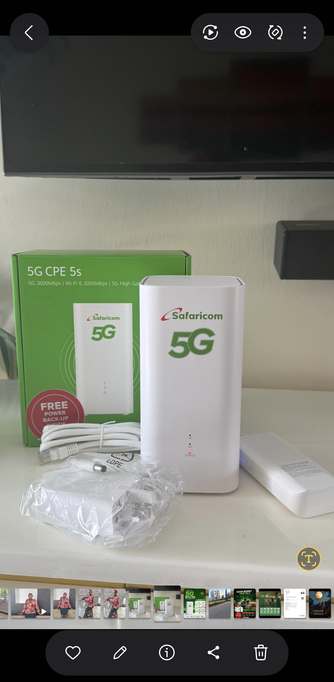 Safaricom 5G WiFi Router Up to 2400 Mbps , WiFi up to 60 Connection Huawei Wireless Indoor Router With UPS Power Bank Get 1 MONTH FOR 2,999 KSH Subscription. Indoor Huawei comes with free powerbank