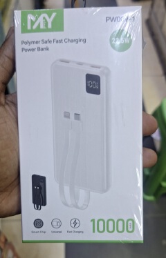 This is the MY Melod 10000mAh Polymer Safe Fast Charging Power Bank (Model: PW024-1).