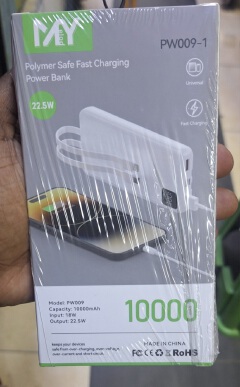 This is the MY Melod 10000mAh Polymer Safe Fast Charging Power Bank (Model: PW024-1).