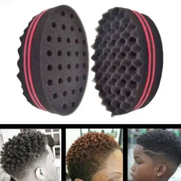 Hair Twist Sponge Brush Double Sided Afro Curl Sponge Barber Styling Tool 360 Wave Curl Coil Brush for Men & Women