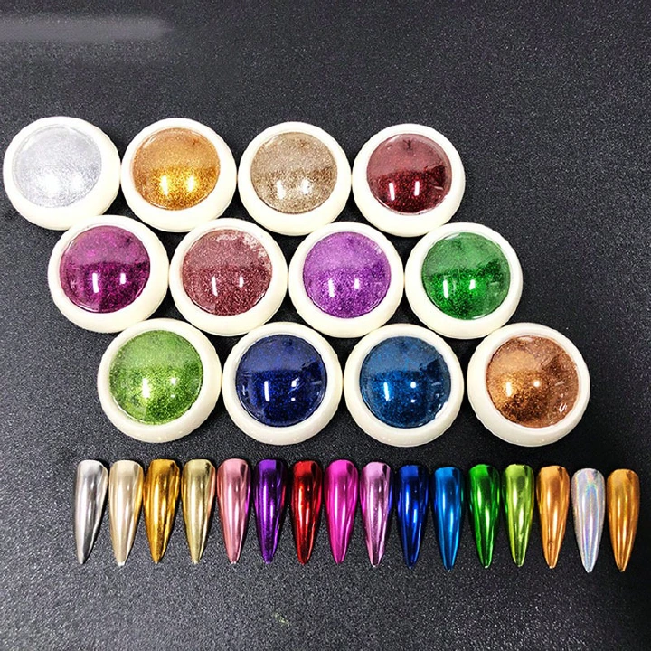 Gold Silver Mirror Chrome Nail Powder for UV Gel Nails view 2