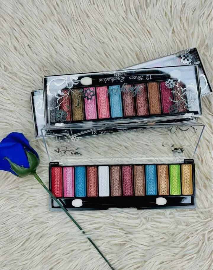 10-Color Shimmer Eyeshadow Palette || High-Pigment Embossed Sheen Eye Shadow Powder Set with Double-Ended Applicator Love Vogue