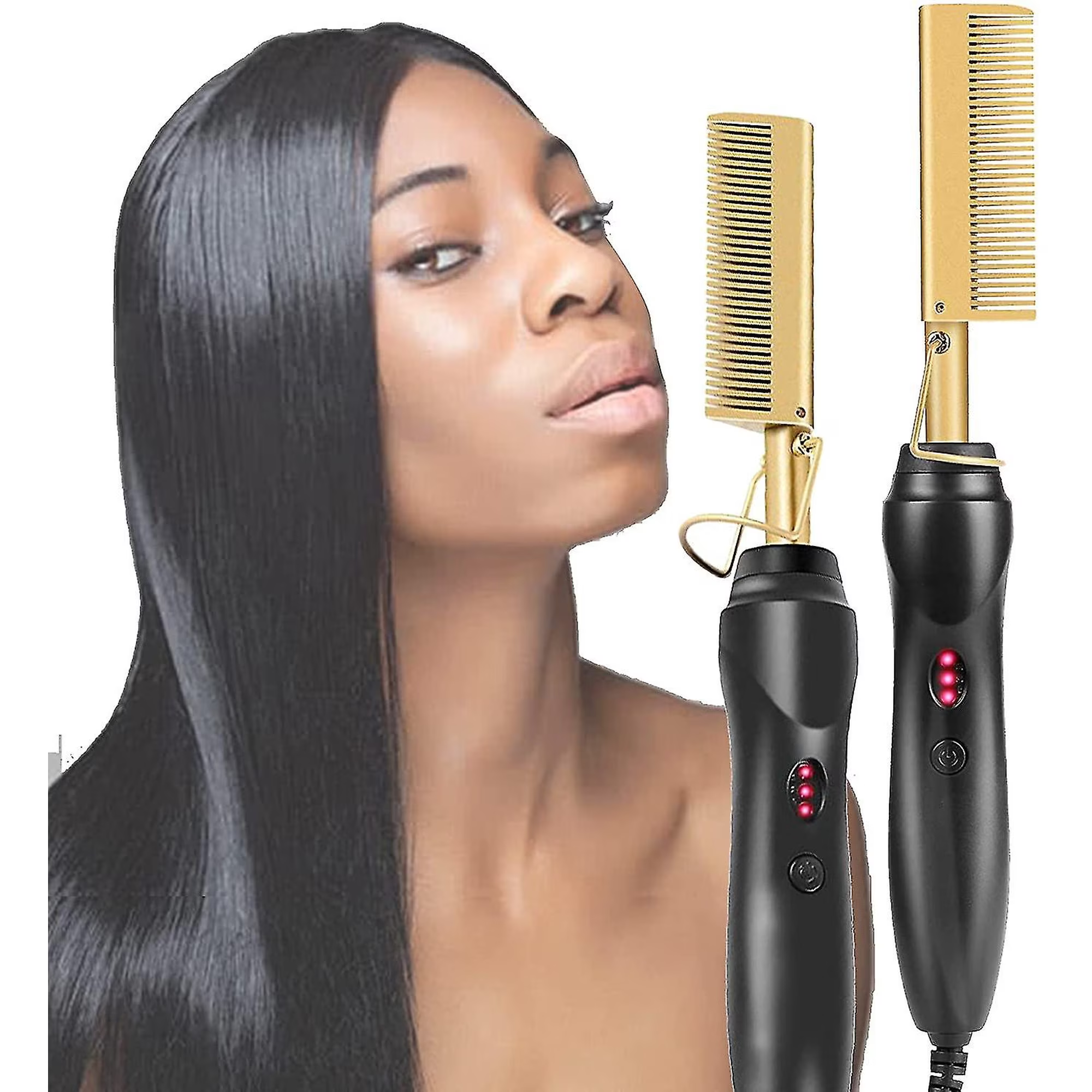 Electric Hair Straightening Comb – Heated Hot Comb for Hair Styling & Straightening