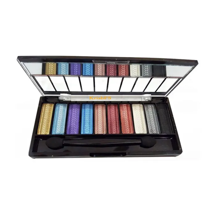 10-Color Shimmer Eyeshadow Palette || High-Pigment Embossed Sheen Eye Shadow Powder Set with Double-Ended Applicator Love Vogue