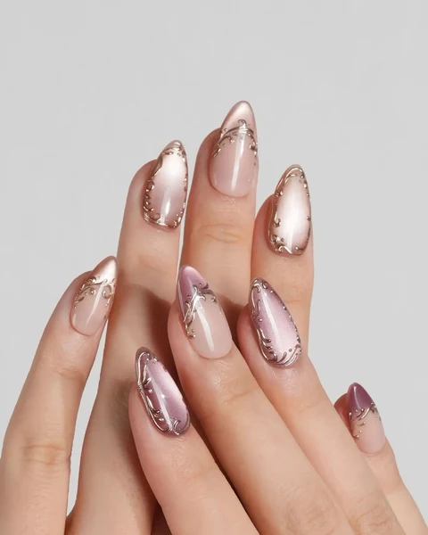 12 PCS Press-On Gel Nails – Reusable False Nails, Nail Art Tips view 3