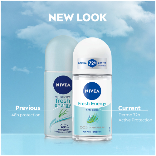 Nivea Roll On Fresh Energy Antibacterial 72h Anti-Perspirant Deodorant 50ml