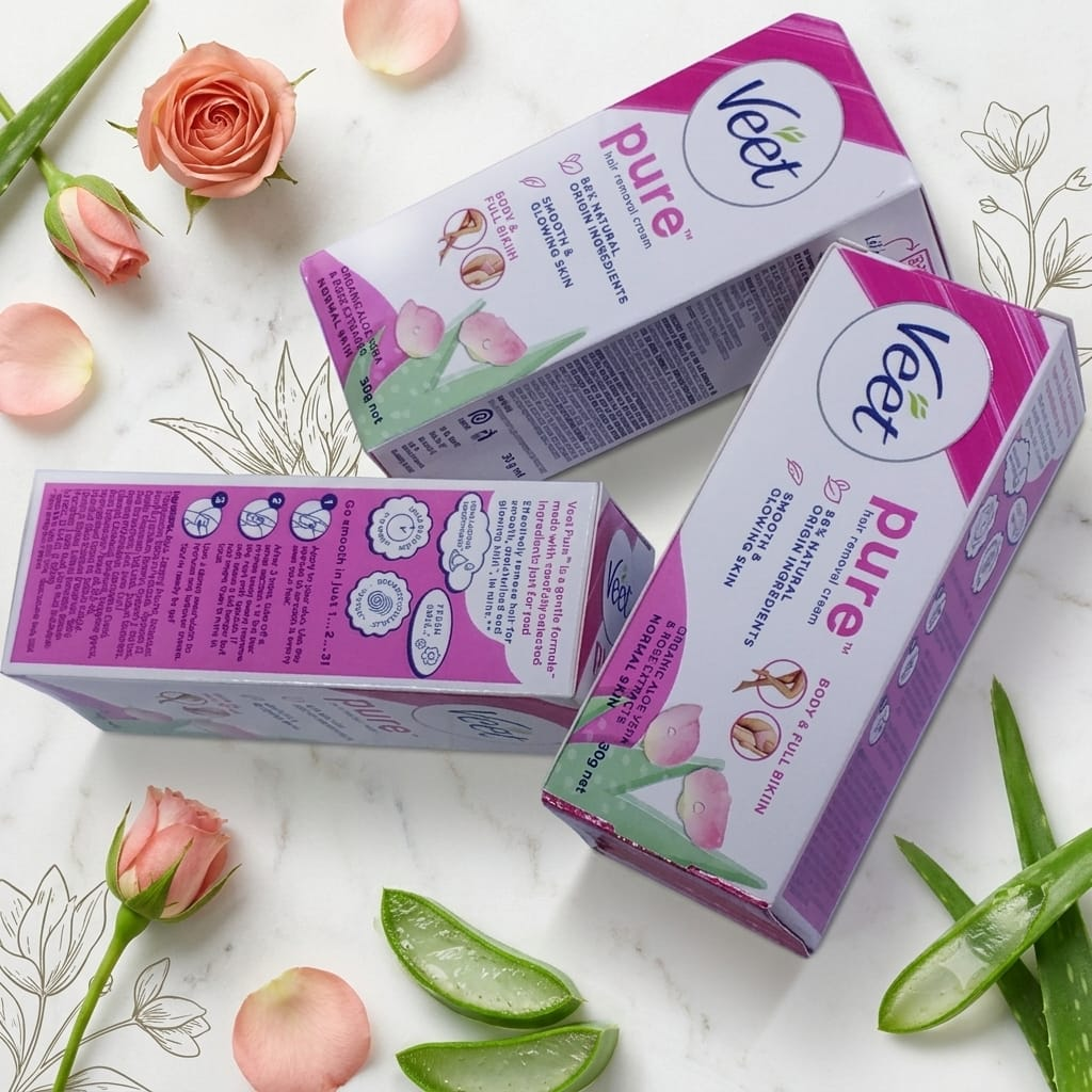 Hair Removal Cream - Veet Pure Hair Removal Cream Organic Aloe Vera & Rose Extracts (30g net)