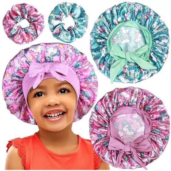 Kids Bonnet | Girls/Baby Satin Sleeping Bonnet with Long Wrap Ties Hair Protection Cap