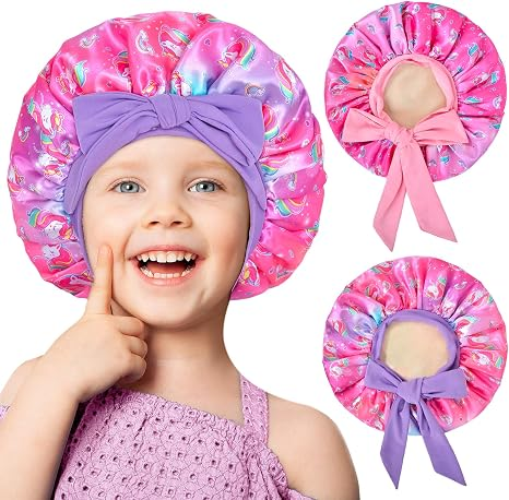 Kids Bonnet | Girls/Baby Satin Sleeping Bonnet with Long Wrap Ties Hair Protection Cap