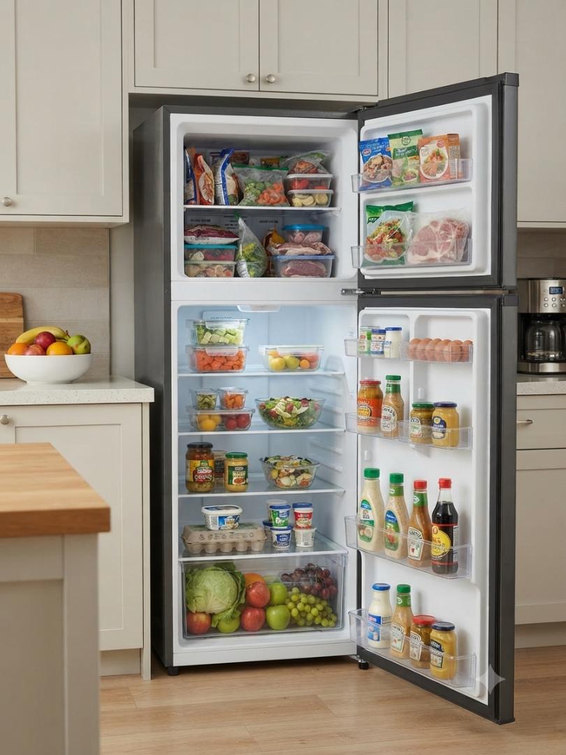 TCL Double Door Refrigerator 138L/168L Energy Saving Fridge Freezer – Fast Cooling, Low Noise, Spacious Storage, Dark Grey