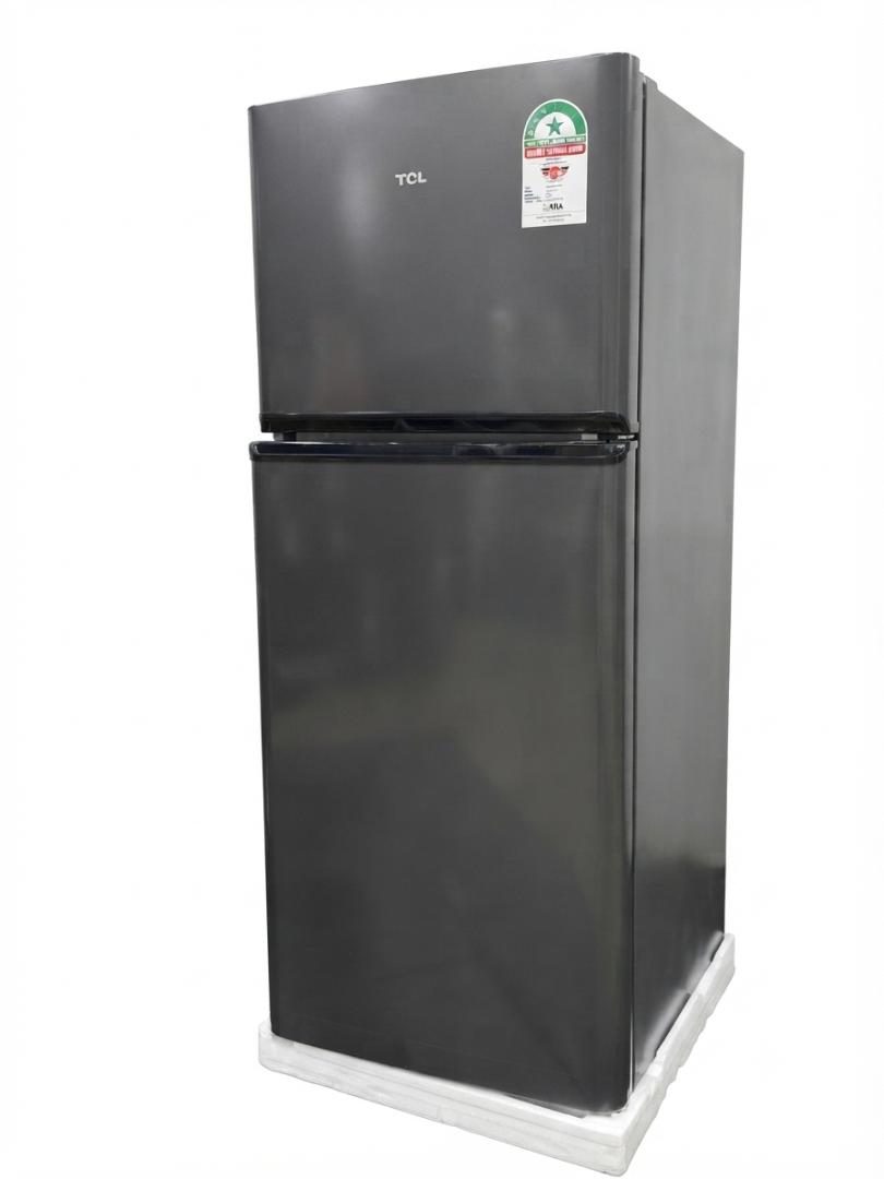 TCL Double Door Refrigerator 138L/168L Energy Saving Fridge Freezer – Fast Cooling, Low Noise, Spacious Storage, Dark Grey