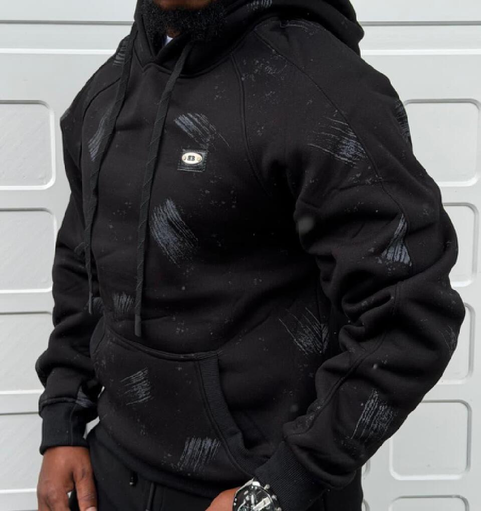 Men’s Premium Printed Pullover Hoodie Sweatshirt – Stylish Long Sleeve Casual Hooded Top with Front Kangaroo Pocket, Ribbed Cuffs and Modern All-Over Graphic Design
