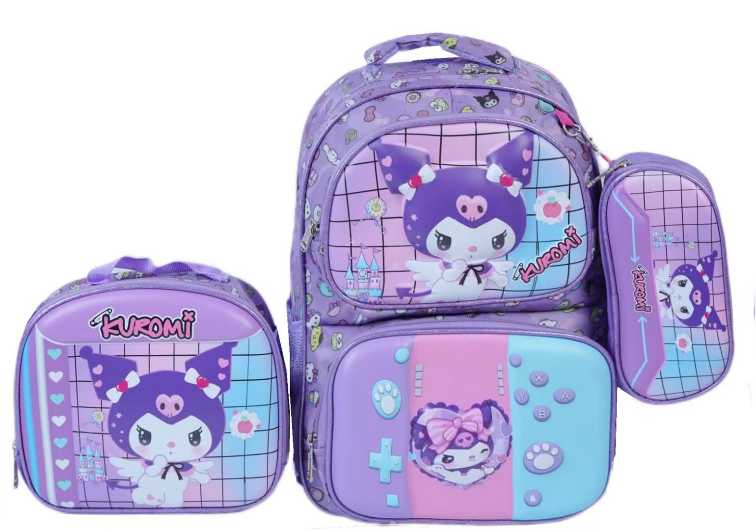 3 in 1 Kids Superhero Cartoon School Bag Set for Boys and Girls – Large School Backpack with Front Shoulder Bag and Pencil Case, Lightweight Durable Book Bag for Nursery, Primary School & Travel