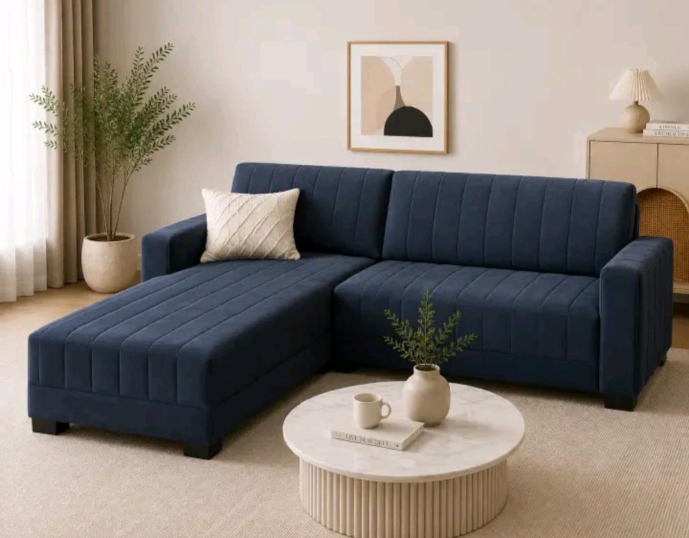 L-Shaped Sofa – 4-Seater Sectional Couch with Chaise for Living Room, Suitable for airbnbs, small spaces and Family