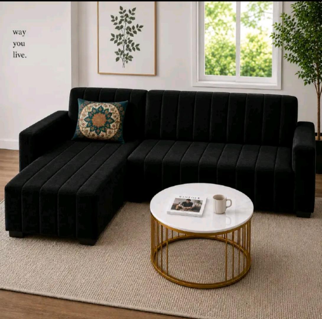L-Shaped Sofa – 4-Seater Sectional Couch with Chaise for Living Room, Suitable for airbnbs, small spaces and Family
