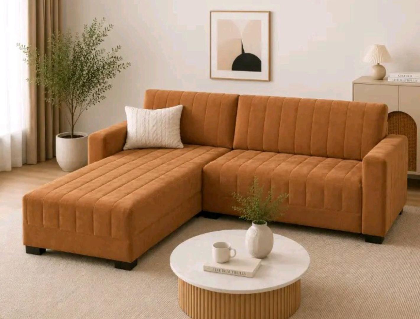 L-Shaped Sofa – 4-Seater Sectional Couch with Chaise for Living Room, Suitable for airbnbs, small spaces and Family