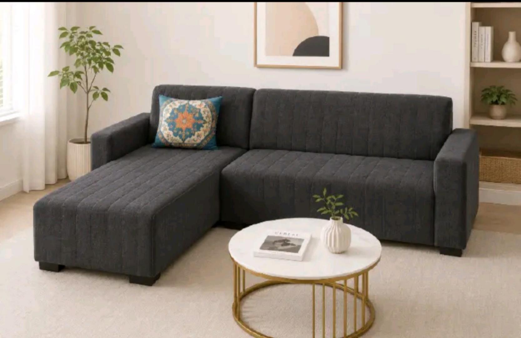 L-Shaped Sofa – 4-Seater Sectional Couch with Chaise for Living Room, Suitable for airbnbs, small spaces and Family