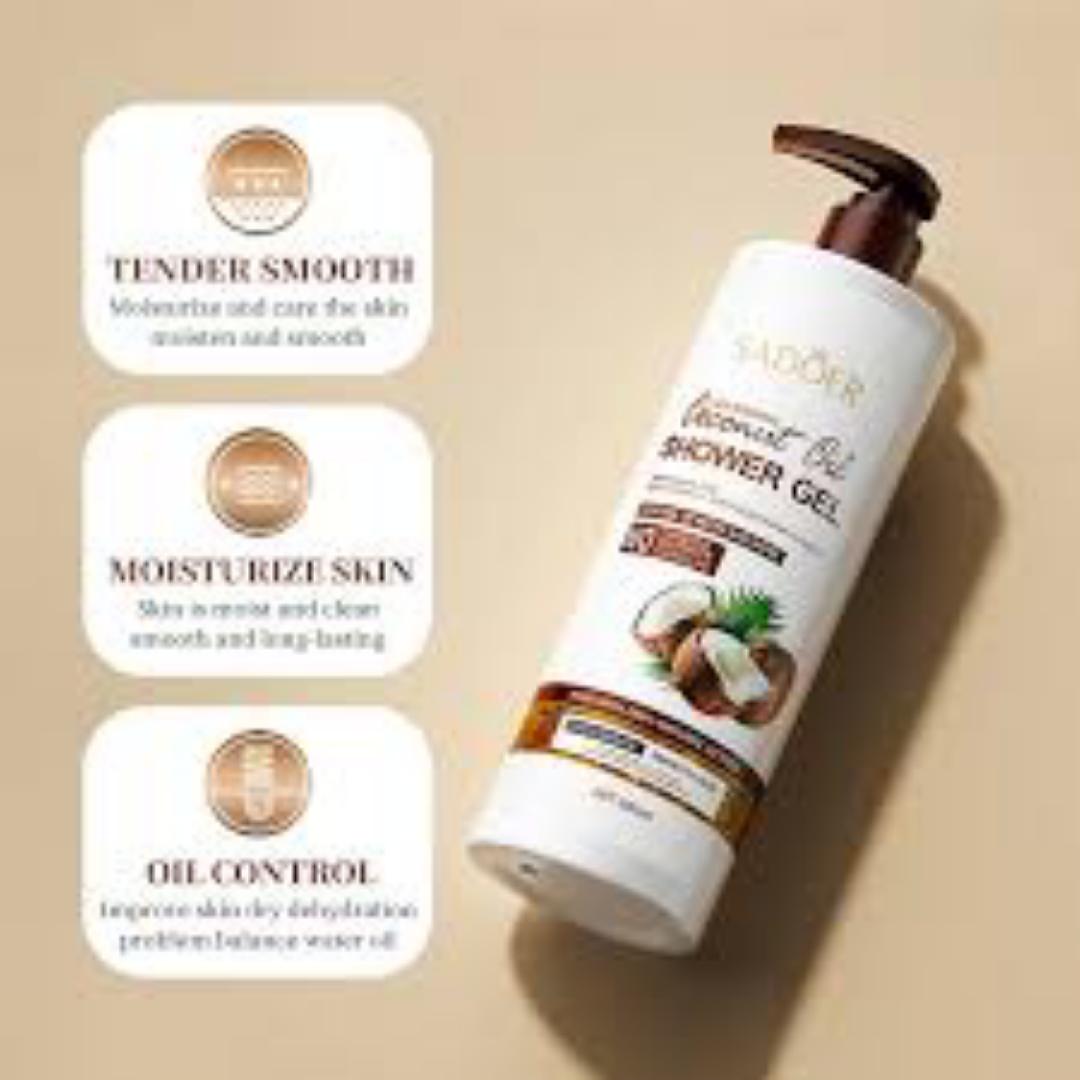 SADOER Coconut Oil Shower Gel – Moisturizing, Brightening & Glowing Skin Body Wash