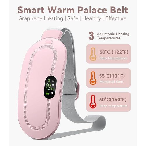 Portable Cordless Heating Pad, Warming Belt Menstrual Heating Pad with 3 Heat Levels and 4 Vibration Massage Modes, Fast Heating Belly Wrap Belt, Back or Belly Pain Relief Heating Pad