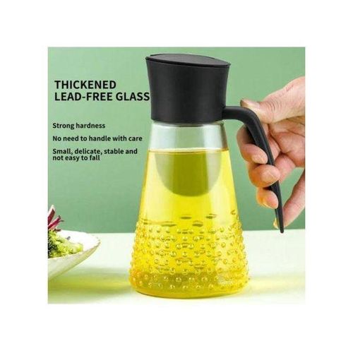 Automatic Oil Pot Glass Dispenser 630ml Leakproof Kitchen Oil Bottle With Handle And Non Drip Spout For Cooking Vinegar Soy Sauce Olive Oil Storage Container Refillable Easy Pouring.