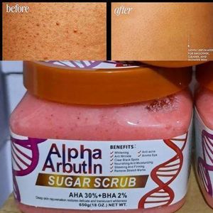 Alpha Arbutin Whitening Sugar Scrub Face&Body-Dead Skin, Stretchmarks &Acne Remover
