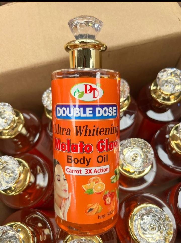 Double Dose Ultra Whitening Molato Glow Body Oil 300ml – Carrot 3X Action Brightening, Moisturizing & Nourishing Body Oil for Radiant Glow, Smooth Soft Skin & Daily Full Body Care for Women & Men