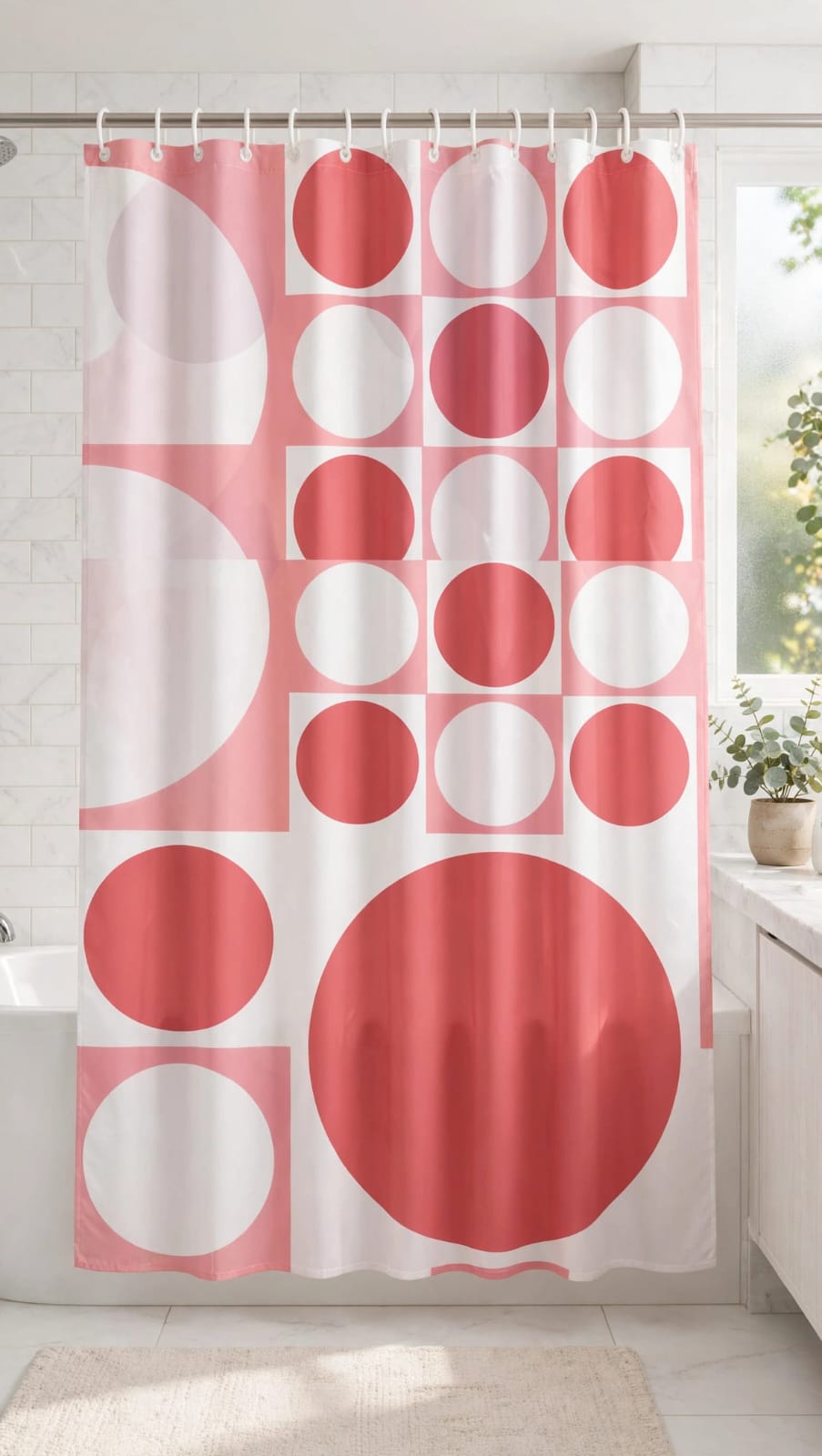 EXECUTIVE Heavy Fabric Shower Curtain, Waterproof Bathroom Shower Curtain Design With Hooks Fabric Shower Curtain, Washable Modern Design 180x200cm + 12 Hook