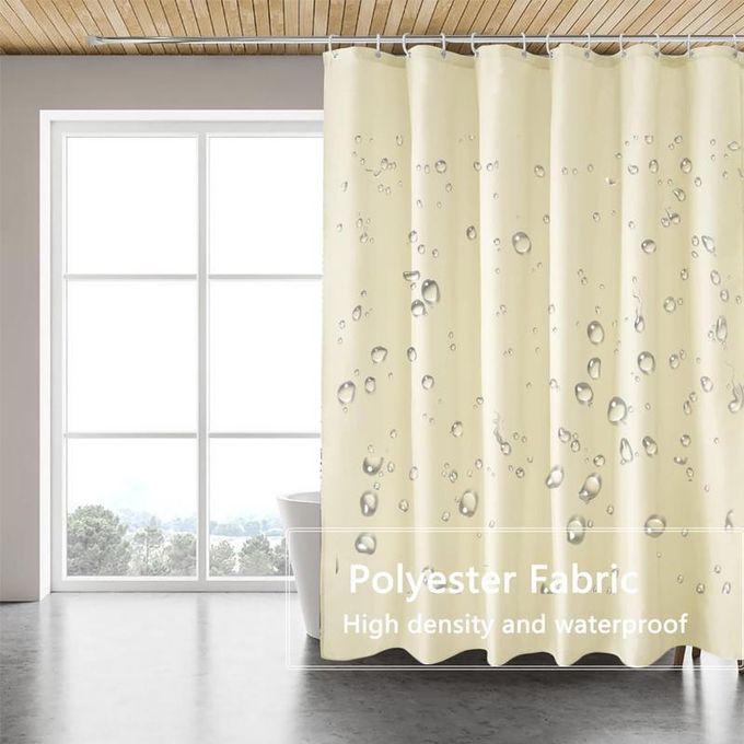 EXECUTIVE Heavy Fabric Shower Curtain, Waterproof Bathroom Shower Curtain Design With Hooks Fabric Shower Curtain, Washable Modern Design 180x200cm + 12 Hook