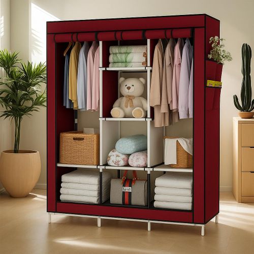 Premium 3-Column Wooden Wardrobe – Strong, Spacious & Elegant Storage Cabinet, Large Capacity 3-Column Closet Organizer, Sturdy, Stylish & Long-Lasting (Best for Home Storage)