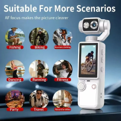 TOP SALES SAME Q8 New 4K Ultra Clear Handheld Action Camera 180°Rotating Lens 2.0-inch Face Recognition Automatic Follow Shot Sports Thumb Camera Memory cards are accessories for cameras and are sold