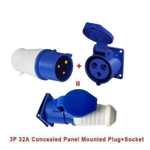 32 Amp 3 Pin Industrial Site Plug Socket Ip44 2pe Male/female Industry Electrical Socket Connector 220-240v - Blue